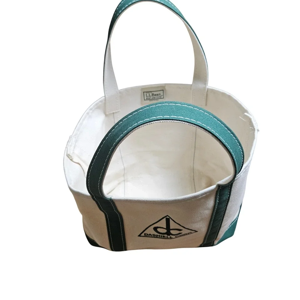 LL Bean Boat and Tote Mini Canvas Bag Handbag Dashiell Corp Green USA Made Y2K